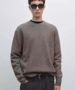 ژاکت یقه گرد ترکیب شده با پشم یواش برند Massimo Dutti - 1019800080
