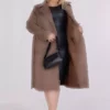 کابان زنانه کافه ملانژ پشمی با جزئیات کمربند و آستر برای سایز بزرگ برند Mooi XXL - 1029475246