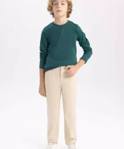 تیشرت ساده آستینبلند یقهدوچرخهای برای پسران B7771A8NS برند Defacto - 857633401