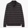 پلیور یقهدار پشمی راهراه برند Massimo Dutti - 984771840