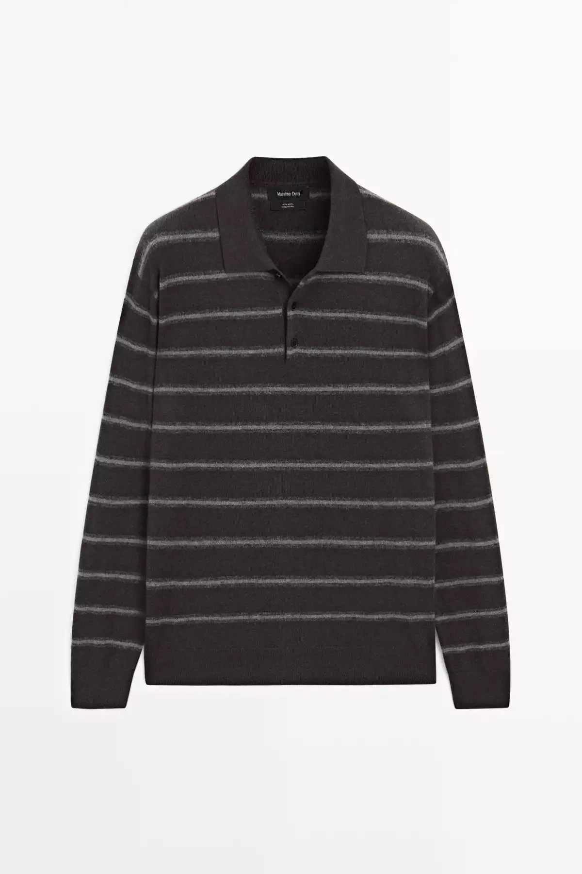 پلیور یقهدار پشمی راهراه برند Massimo Dutti - 984771840
