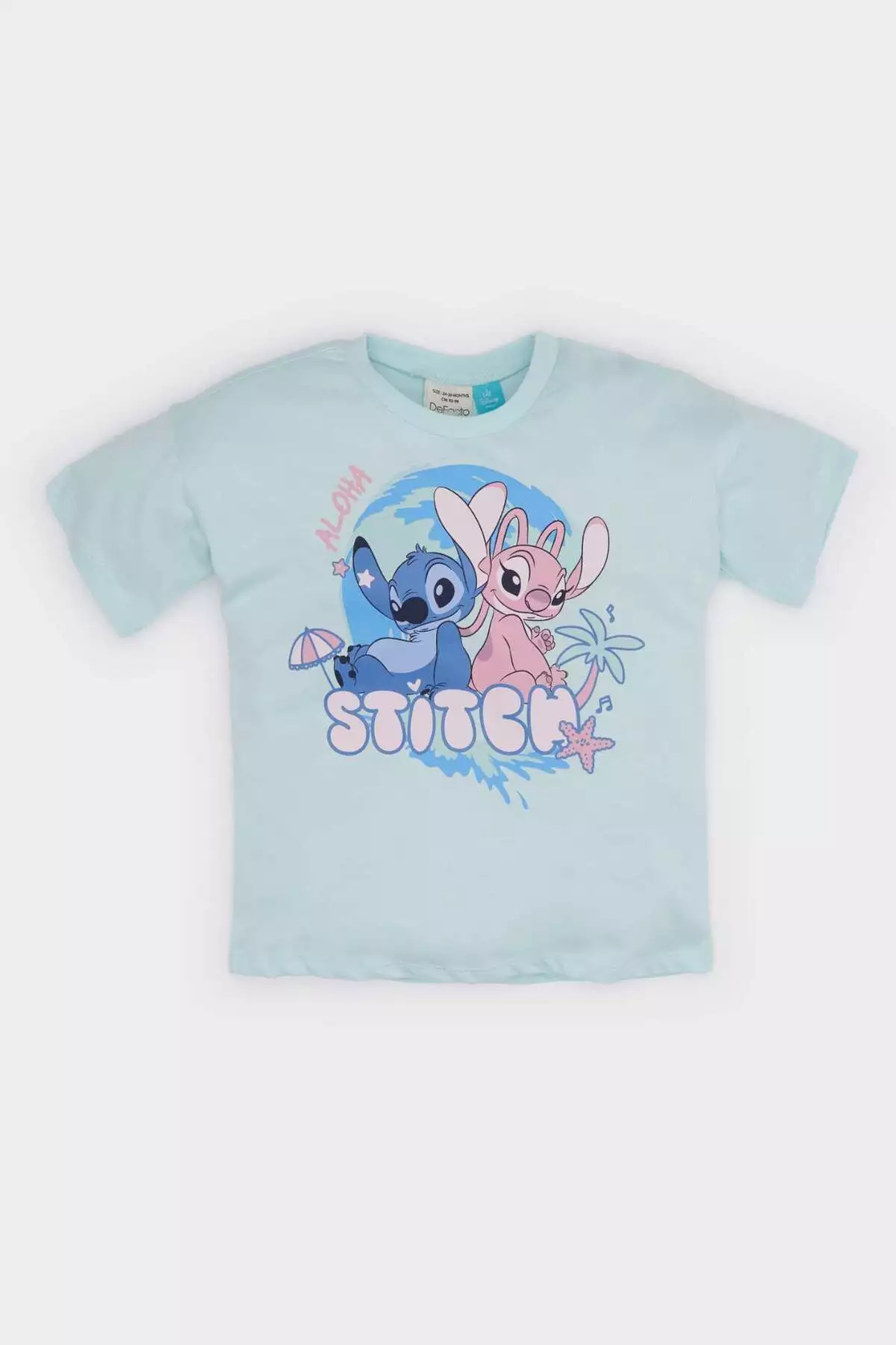 تیشرت کوتاه آستین دخترانه دیزنی لیلو و استیچ با یقه گرد برند Defacto - 929415467