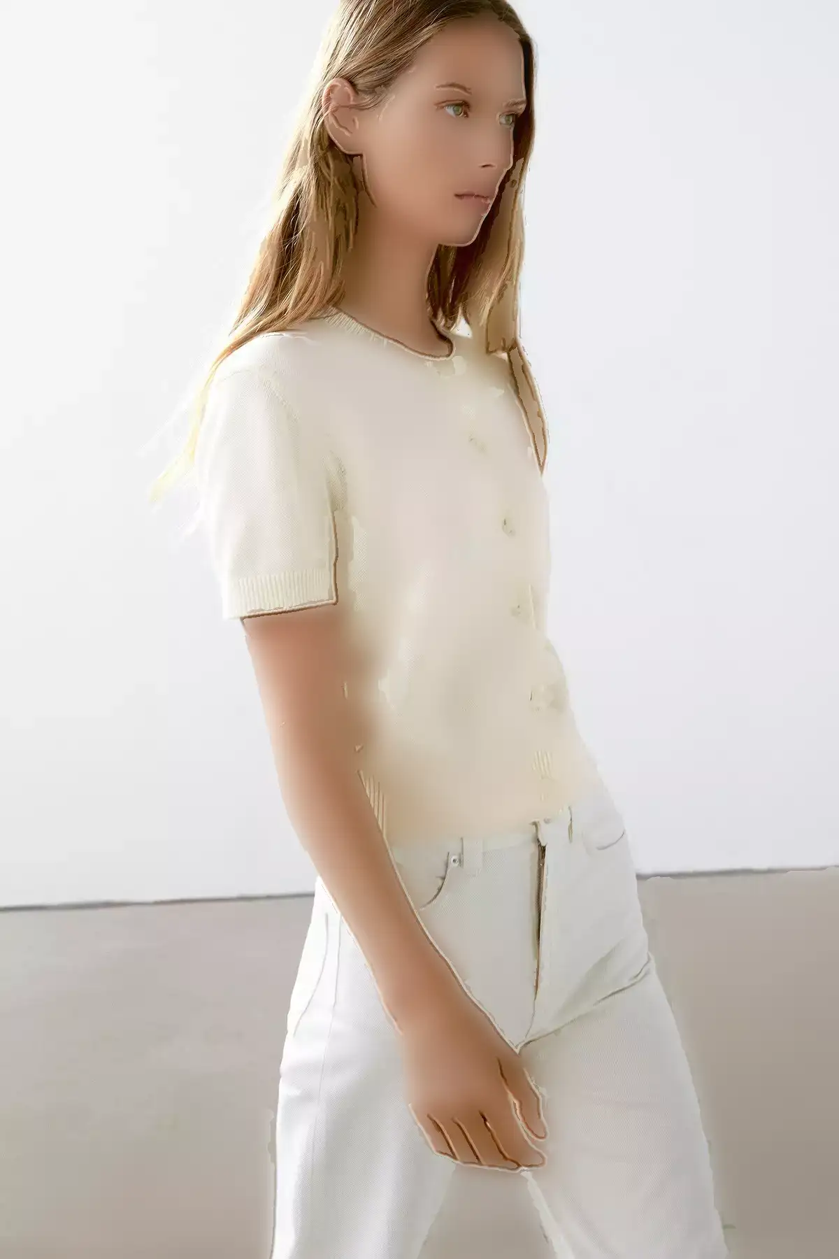 کوتاه آستین پشمی نازک بافتنی برند Massimo Dutti - 939063990