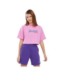 تیشرت گرافیکی کوتاهدست دخترانه بزرگ به رنگ صورتی روشن مدل SK241040-590 برند Skechers - 1026130556