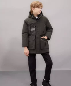 پالتوی پارکا با کلاه و زیپ و دکمهدار ضد آب برای پسران trẻ برند Defacto - 873595457