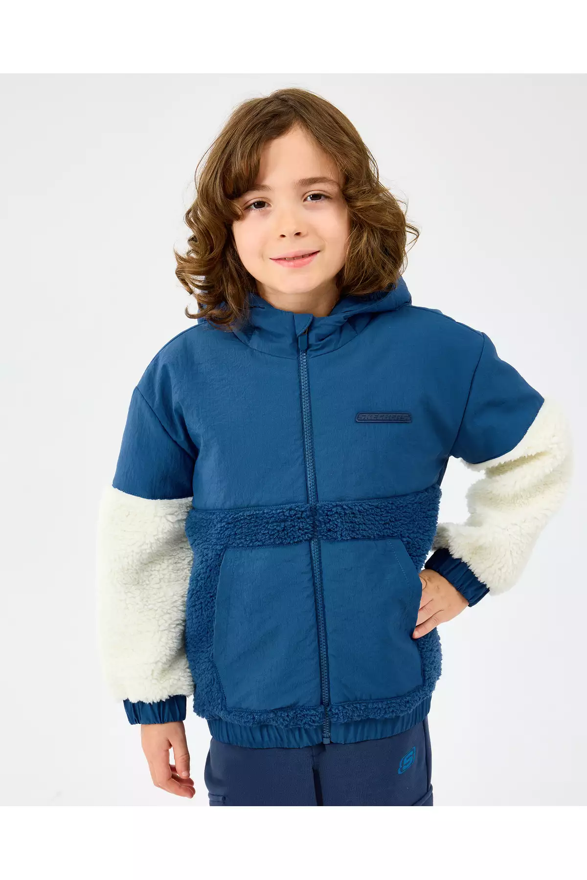 کاپشن شرپای بزرگ برای پسران - رنگ آبی مدل SK2520044-0914 برند Skechers - 981631510