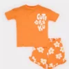 ست دو تکه دخترانه شامل تیشرت کوتاه آستین و شورت گلدار برند Defacto - 938634497
