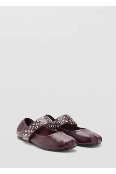 کفش باله‌ای چرم سوراخ‌دار برند MANGO - 977564484