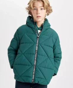 کاپشن پسرانه با کلاهدار و زیپدار ضد آب مدل C7385A824WN برند Defacto - 871165533