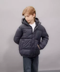 کت پسرانه ضد آب با کلاه و زیپ و دکمهدار C5474A824WN برند Defacto - 868054192