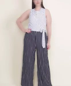 سرهمی زنانه بزرگپرسه مشکی با جزئیات یقه و کمر 65n33999 برند Şans - 341639702