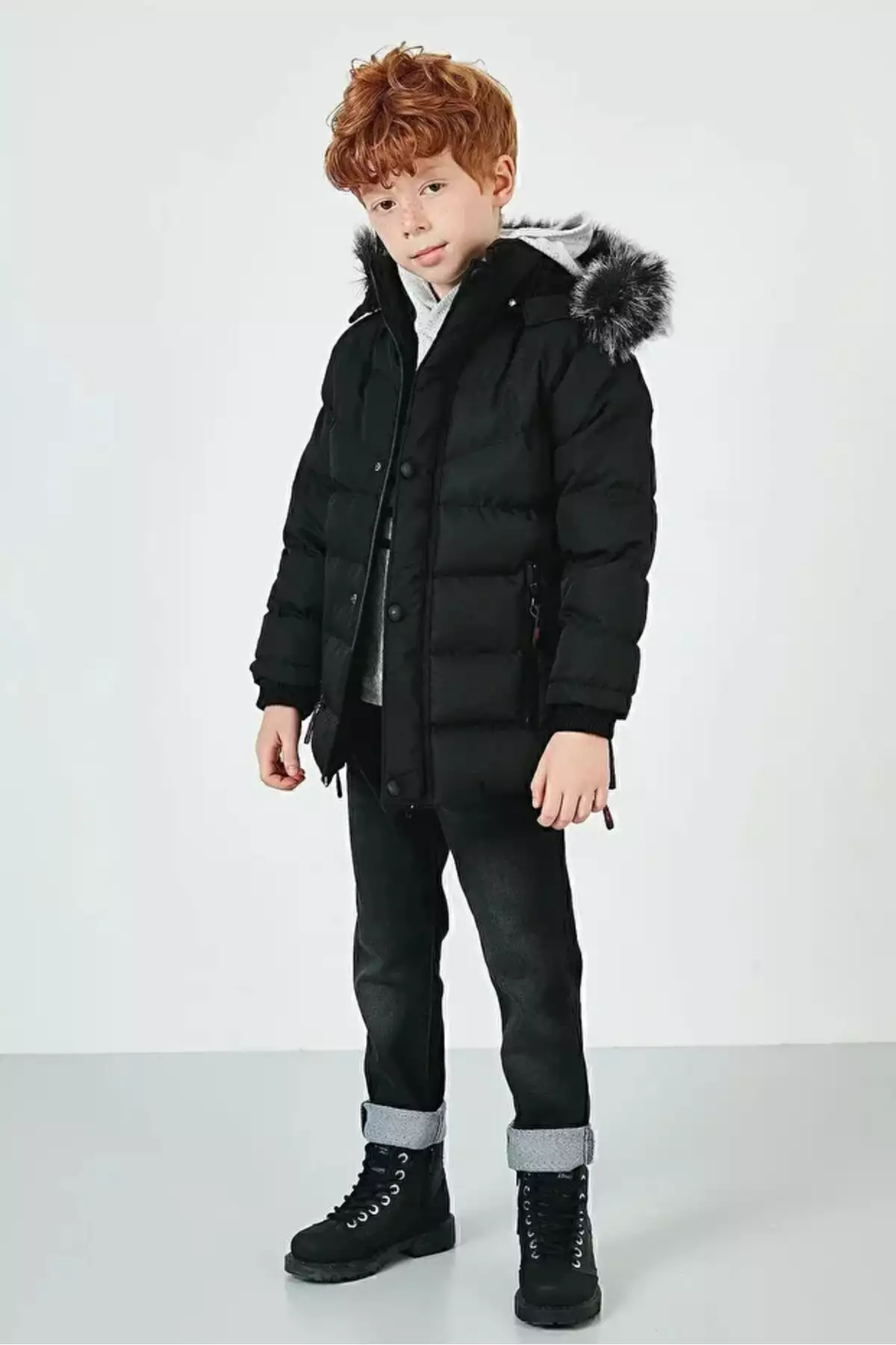 کاپشن پسرانه با کلاهی قابل جدا شدن و آستر پشمی خزدار برند FREE ARSLAN COLLECTİON - 992298832