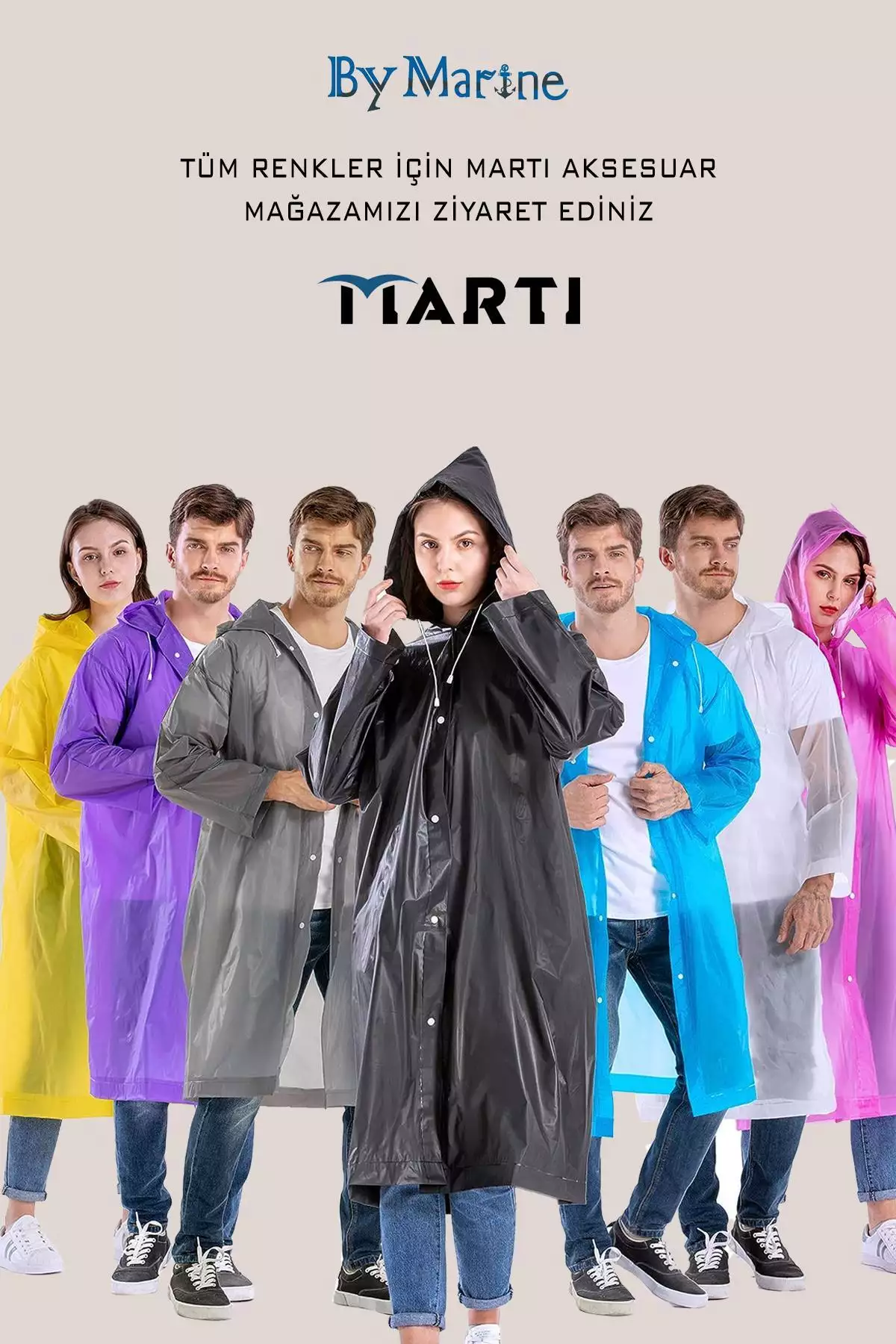 بارانی زنانه و مردانه با کدو و دکمهای، ساخته شده از اوا، رنگ مشکی، مقاوم در برابر آب و باد، مدل Bymmrc881r برند By Marine - 184077042