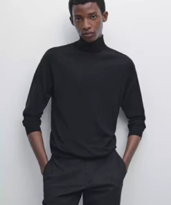 کاپشن بافتنی یقه ایستاده از ترکیب پشم یخالی برند Massimo Dutti - 982461467