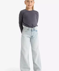 تیشرت آستین بلند دوعددی یقه گرد بچه女孩 برند Defacto - 961153595