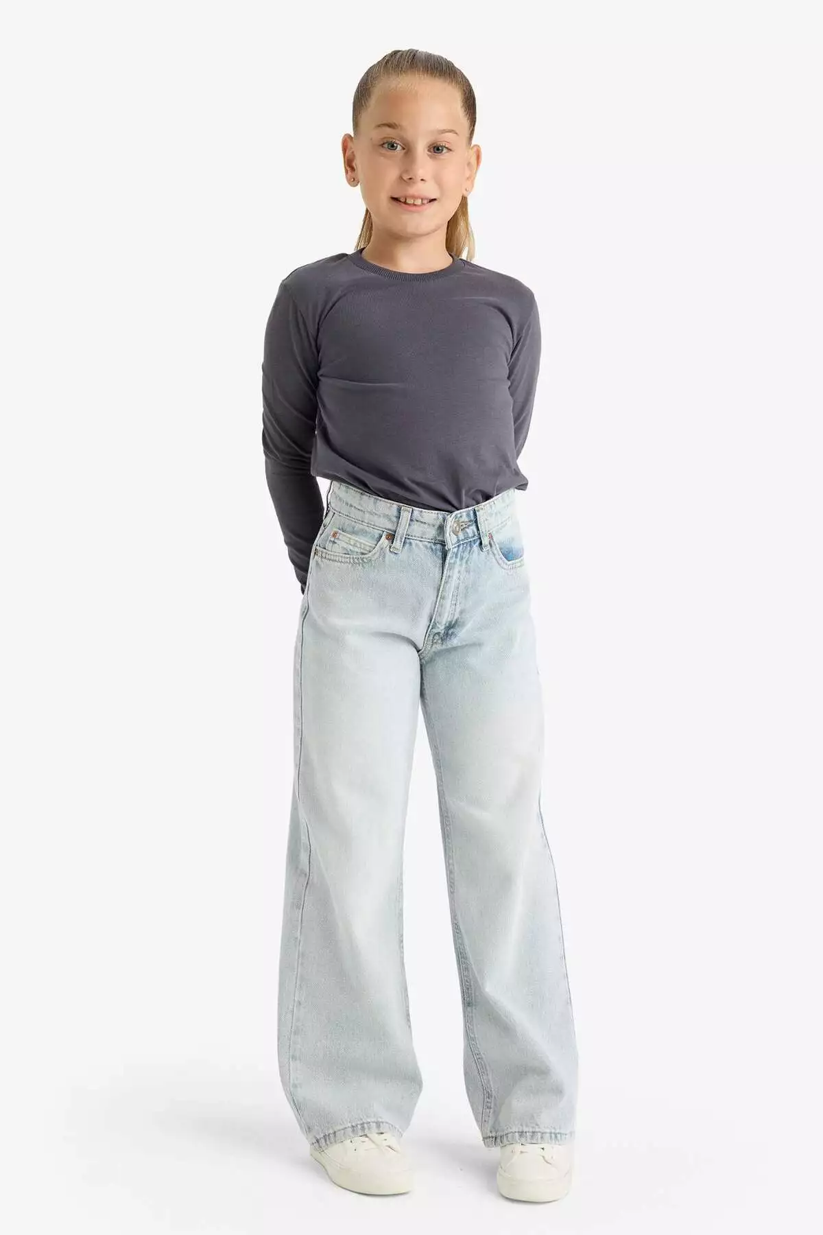 تیشرت آستین بلند دوعددی یقه گرد بچه女孩 برند Defacto - 961153595