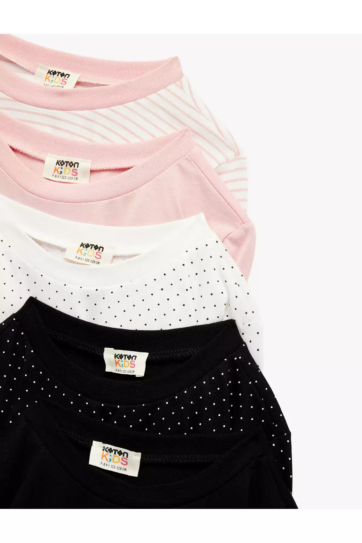 ست تیشرت پنبهای یقه گرد بلند با طرحهای مختلف ۵ عددی برند Koton - 988882780