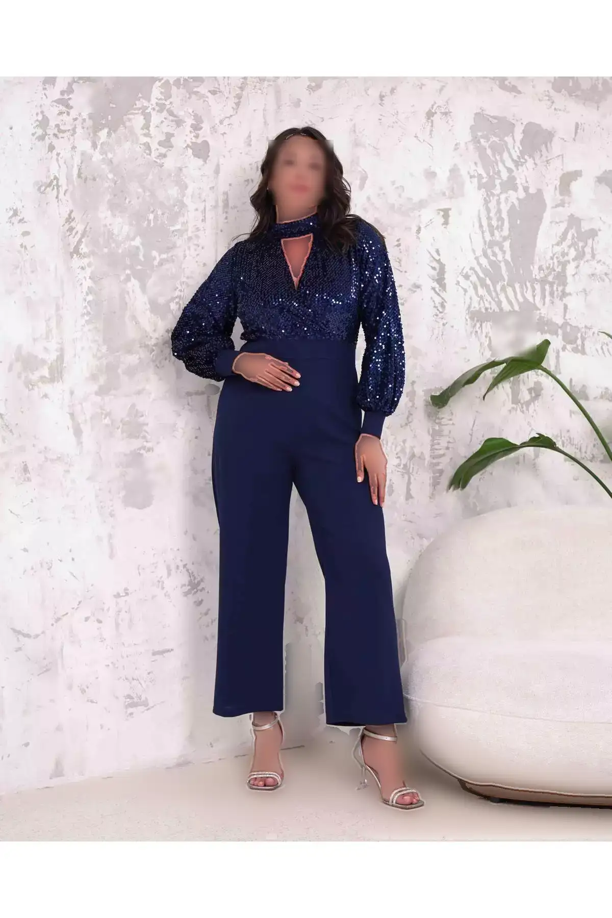 پوشاک زنانه بزرگ سایز شیک با زنانه دوخته شده از براق کننده برند PATİSPANYA - 864456337