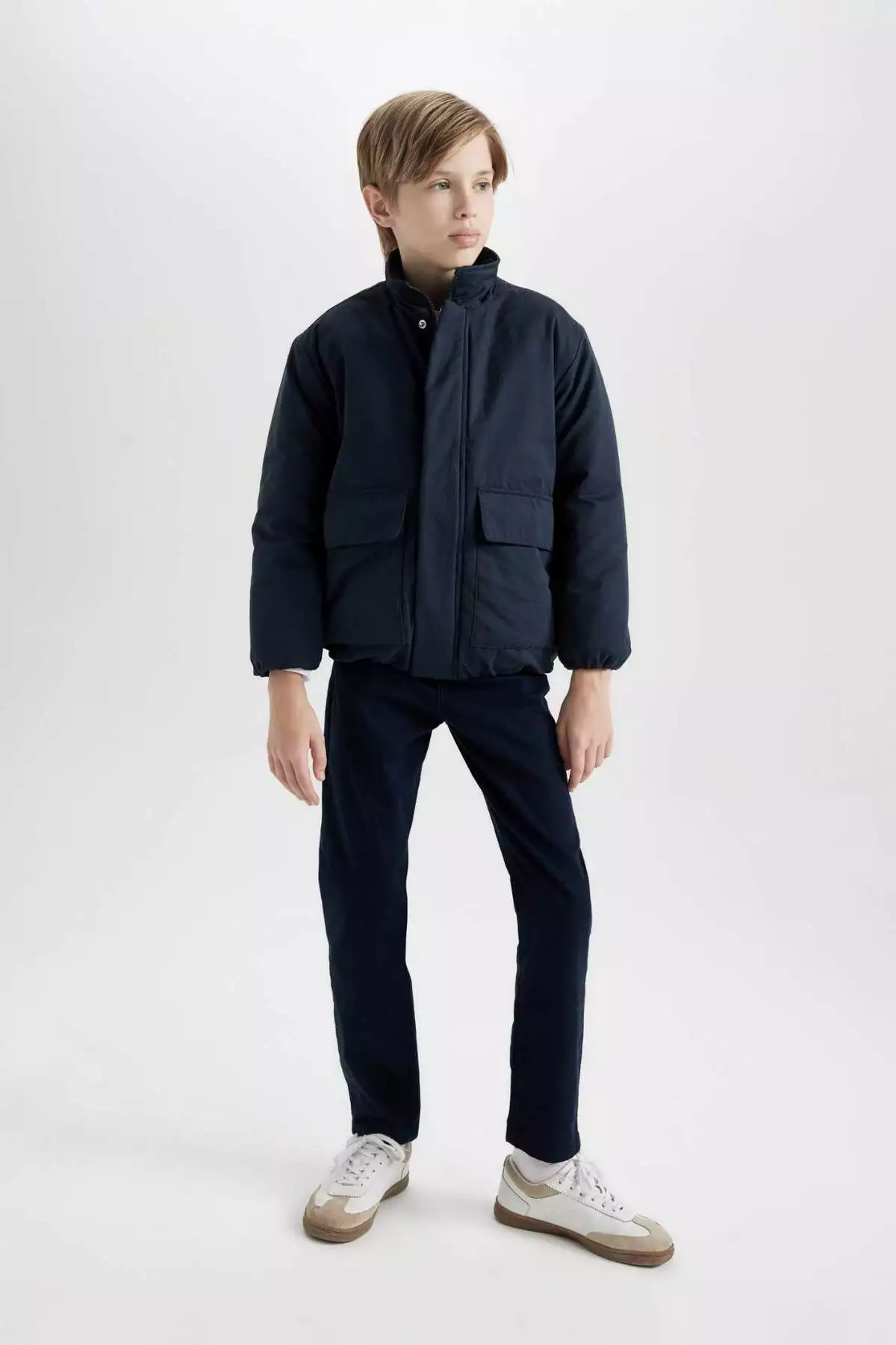 کاپشن پسرانه ضد آب با یقه ایستاده، زیپ دار، دکمه ای و دارای جیب مدل C7093A824WN برند Defacto - 871405777