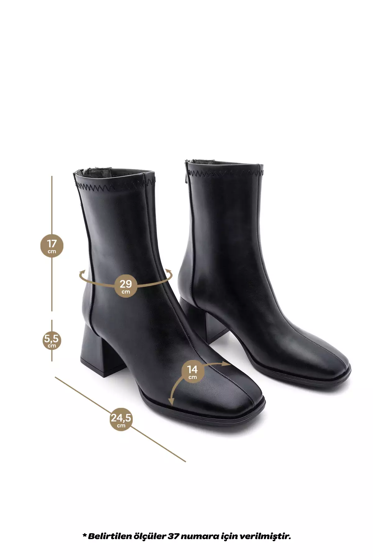 بوت زنانه پاشنه بلند با نوک گرد و زیپ پشتی نایس - مشکی برند Marjin - 147610479