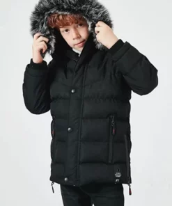 کاپشن پسرانه با کلاهی قابل جدا شدن و آستر پشمی خزدار برند FREE ARSLAN COLLECTİON - 992298832