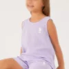 ست شورت دخترانه با جزئیات رنگ بنفش روشن برند U.S. Polo Assn. - 649436262