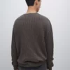 ژاکت بافتنی پنبهای با بافت موتیف دار برند Massimo Dutti - 977920134