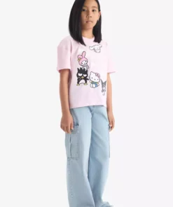 تیشرت دخترانه با طراحی شخصیت هلو کیتی، مدل راحت با یقه دوچرخهای و آستین کوتاه شماره F5389A825HS. برند Defacto - 938882210