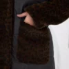 کاپشن بزرگ سایز کوبیده با طرح پلنگی مشکی برند Rmg - 1018204391