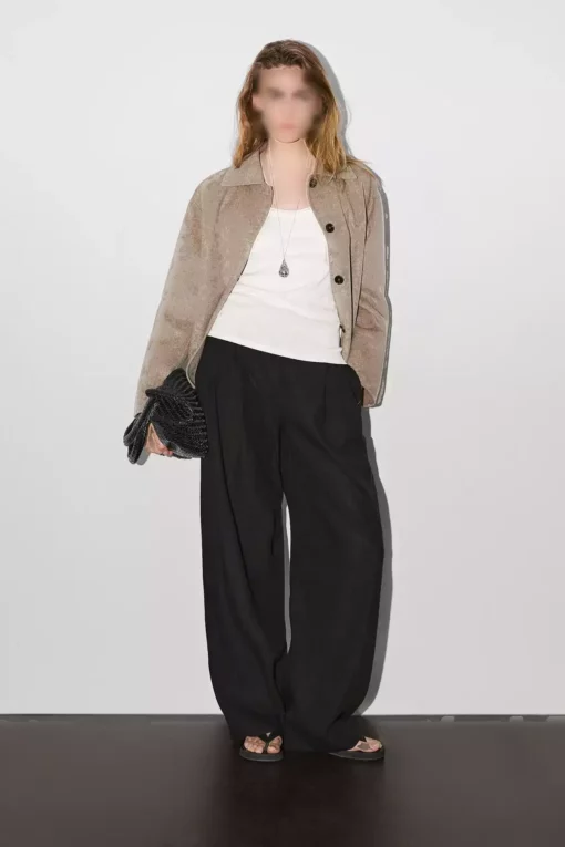 کوتاه پالتوی پشمی دکمه‌دار برند Massimo Dutti - 944522213