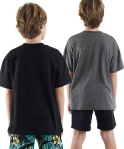 تیشرت پایه اوورسایز دو عددی برای پسر بچهها برند Denokids - 898689541