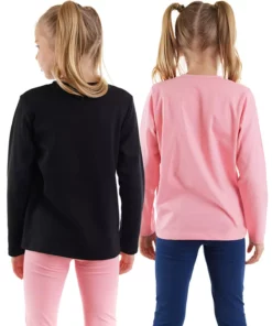 تیشرت دخترانه ۲ تکه مشکی و صورتی برند Denokids - 965912348