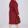 کاپشن زنانه به رنگ bordo با جزئیات کمربند و آستار از جنس پشم و بزرگ سایز برند Mooi XXL - 1029475244