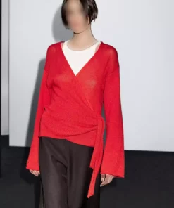 ژاکت بافتنی با جزئیات کمر برند Massimo Dutti - 951298433