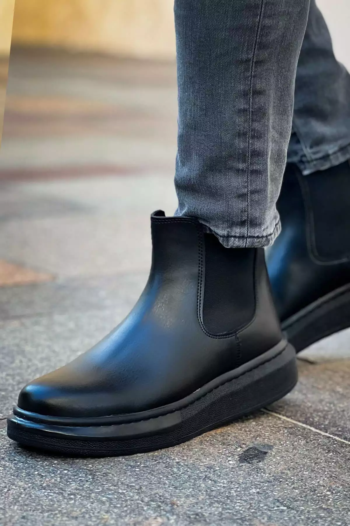 بوت مردانه RS613 مشکی با کفی الاستیکی برند remss - 793859241