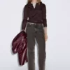 پلیور یقهدار بافتنی ۱۰۰% پشم برند Massimo Dutti - 984280804