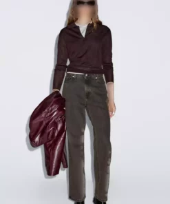 پلیور یقهدار بافتنی ۱۰۰% پشم برند Massimo Dutti - 984280804