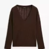 کاپشن با یقه V و بافتن مو به سبک بافتی برند Massimo Dutti - 957597219