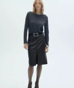 دامن مدادی با ظاهر چرم برند MANGO - 886002506