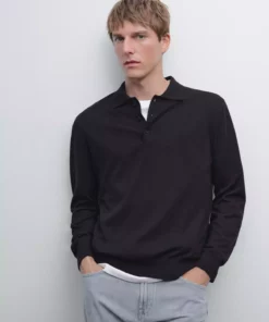 پلیور یقه دار با ترکیب پنبه برند Massimo Dutti - 969523322