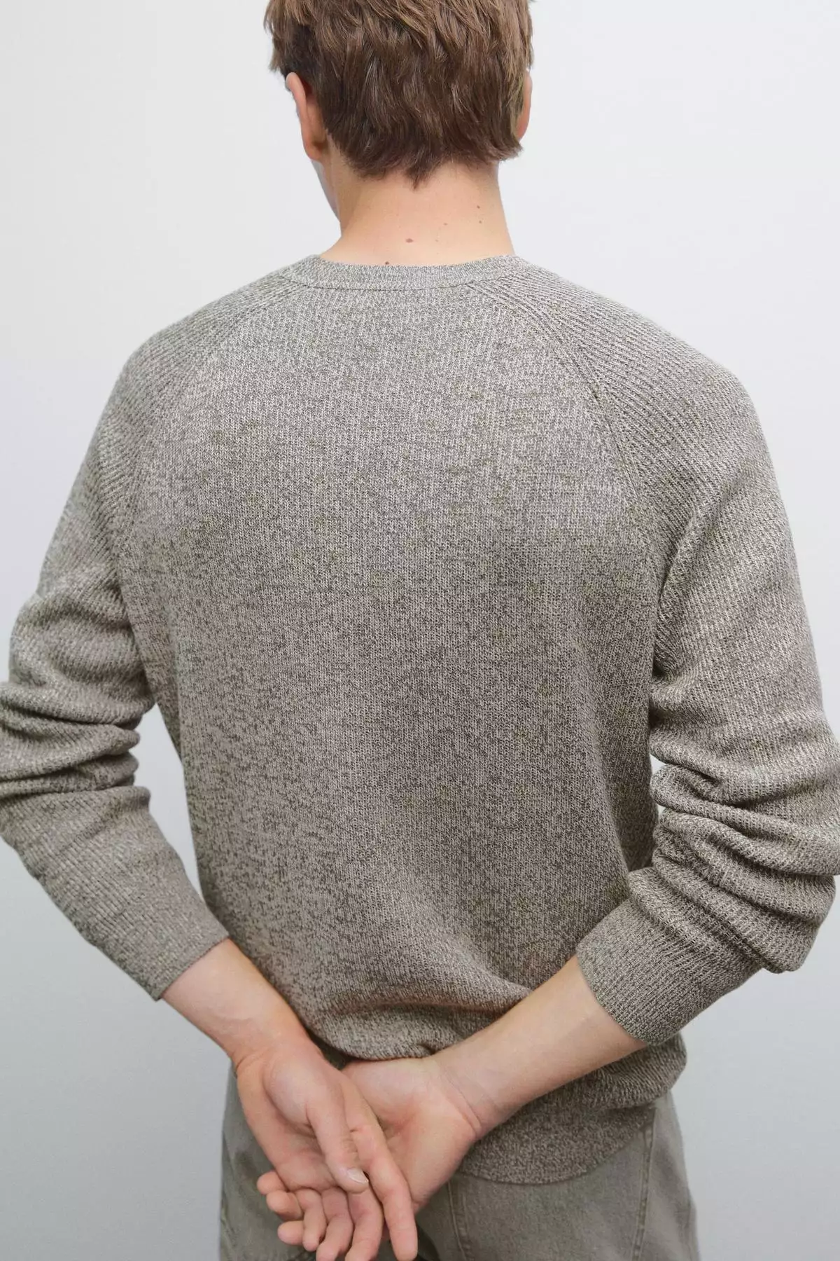 کاپشن با یقه گرد از جنس تریکو موچین برند Massimo Dutti - 963076533