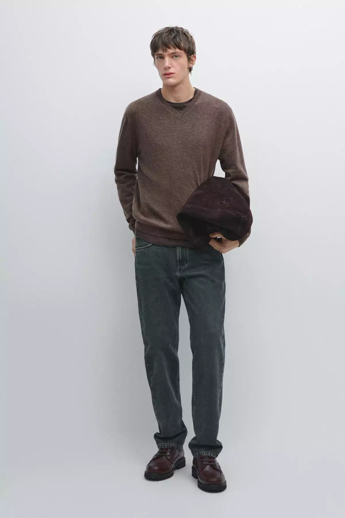 ژاکت پشمی یقه V برند Massimo Dutti - 991302873