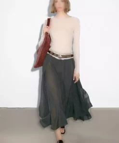 دامن بلند چیندار برند Massimo Dutti - 943630735
