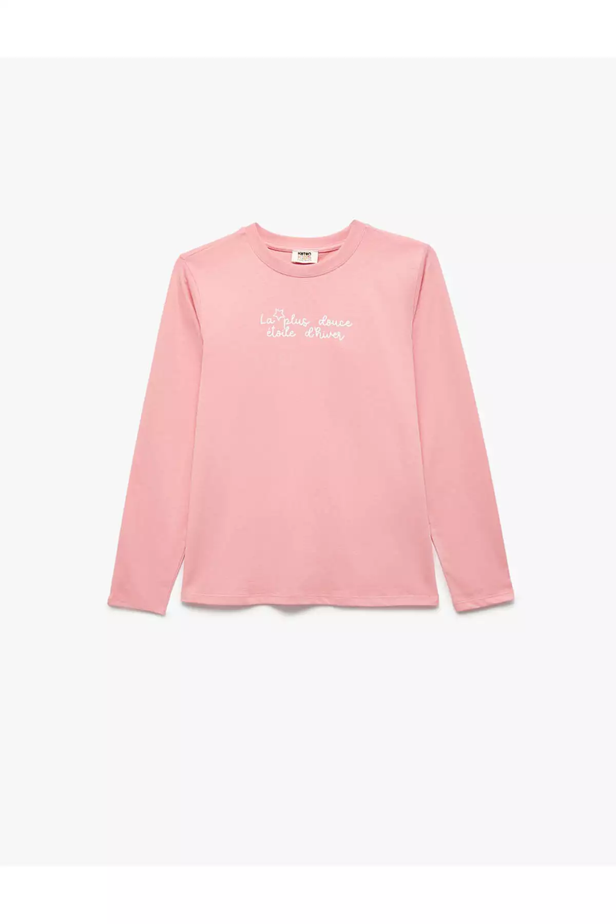 تی شرت با یقه گرد و آستین بلند پنبهای با طرح چاپی برند Koton - 960083159