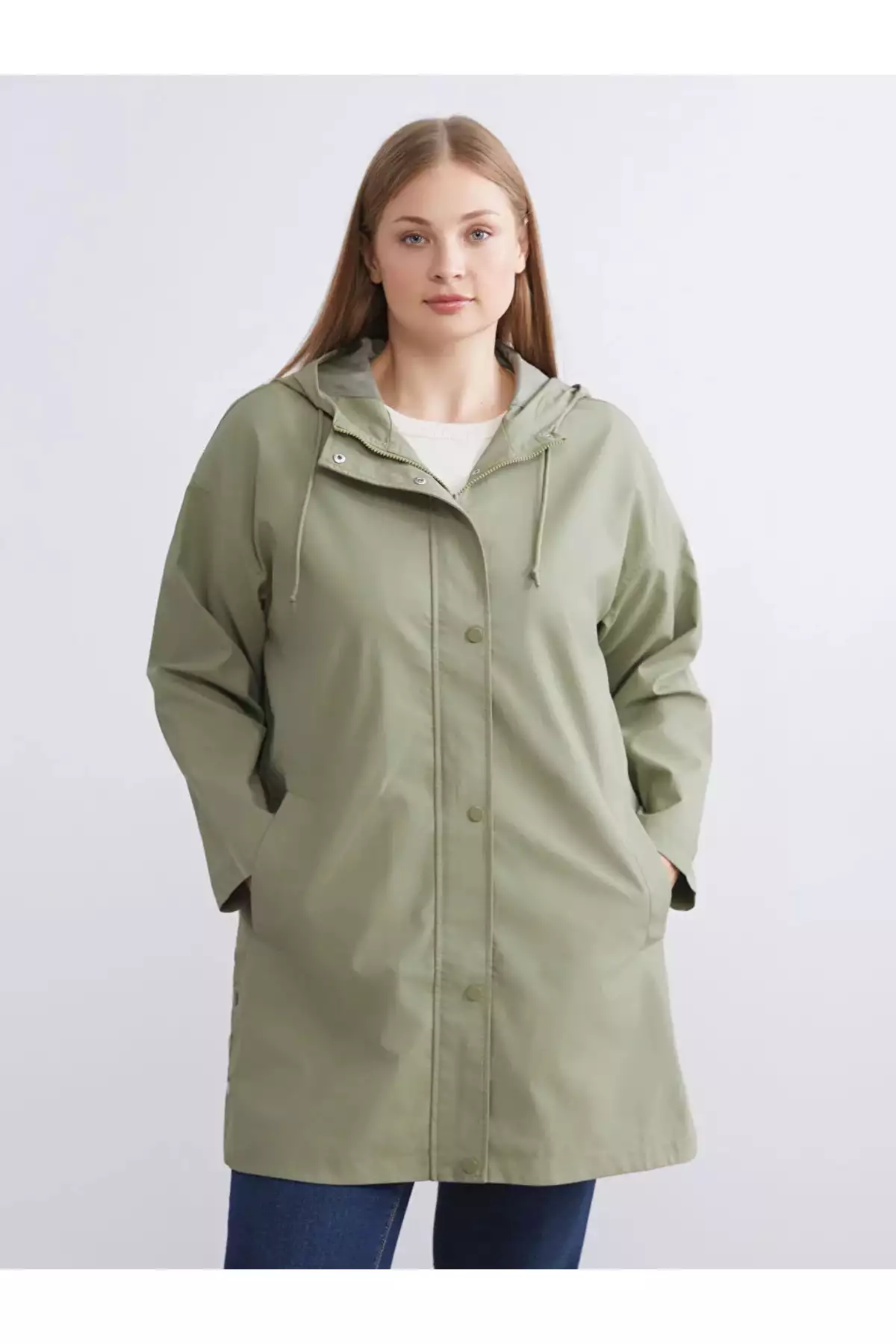 بارانی ساده با کلاه زنانه LCW مودست برند LC Waikiki - 986943140