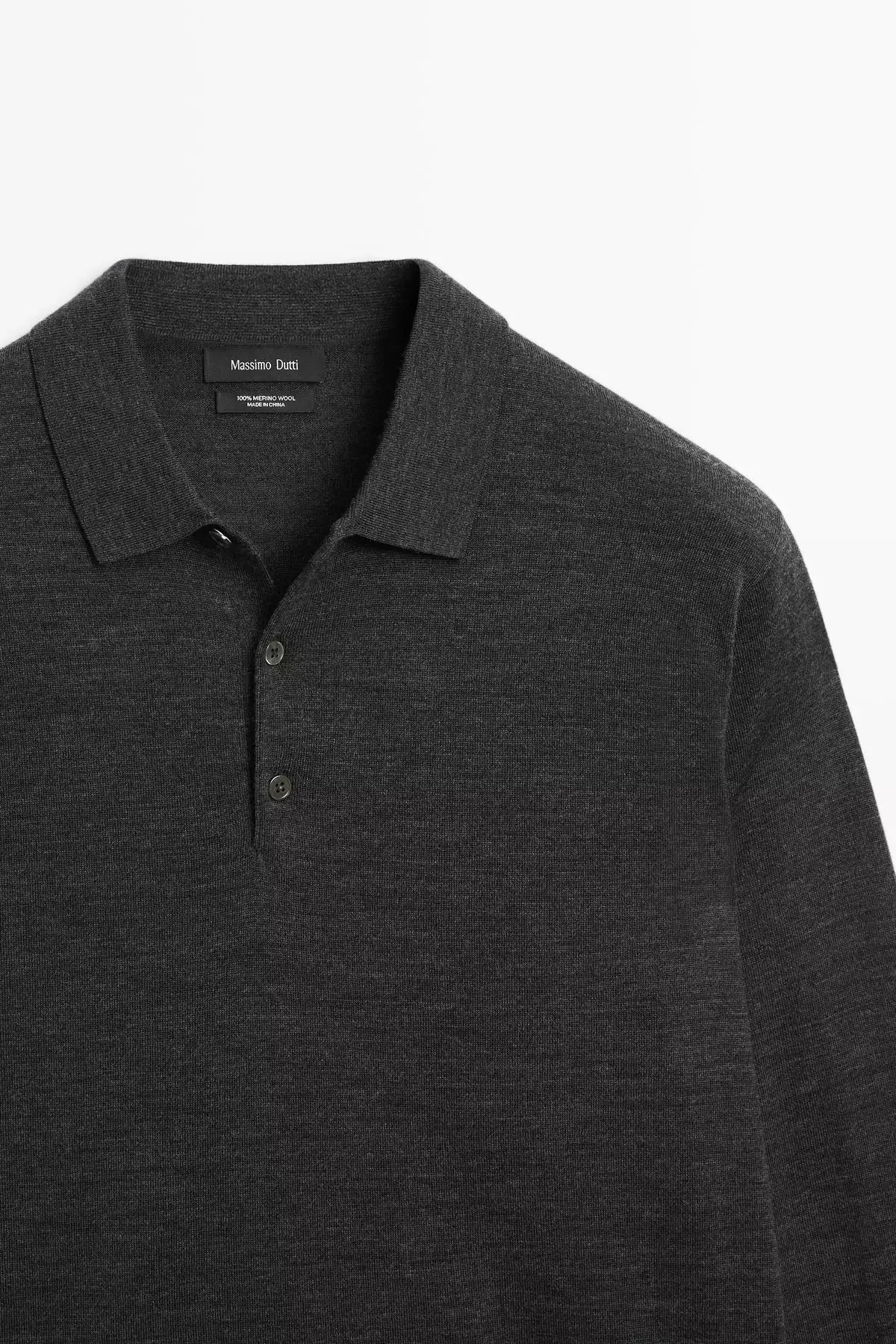 پولوشرت پشمی 100% مروین با یقه گرد برند Massimo Dutti - 975159407