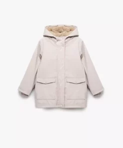 کاپشن بلند کلاهدار با جزئیات موهر و جیب دار برند Koton - 1018936962