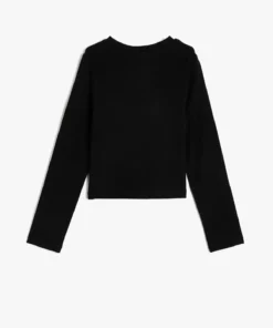 تی‌شرتBasic Crop با آستین بلند و پارچه‌ی نخی برند Koton - 867238087