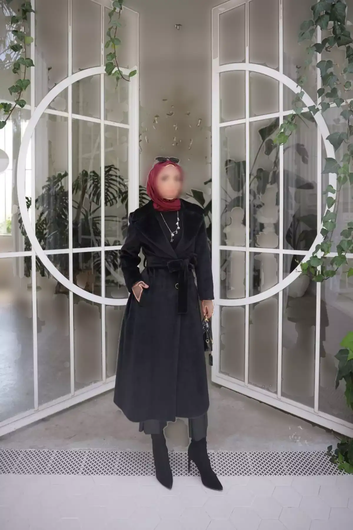 کاپشن زنانه بزرگ با یقه و آستر و کمربند فکدار فرهان برند GLR&GYM - 996775831