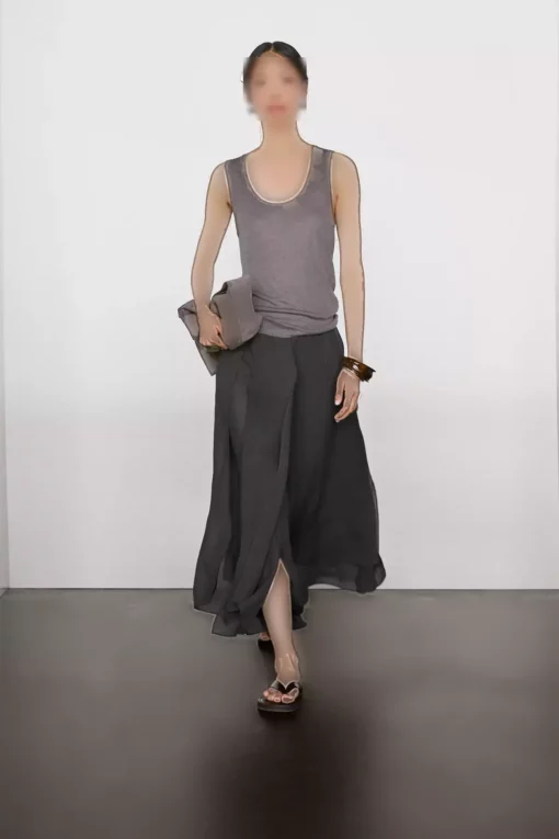 دامن بلند و دکلته چین‌دار برند Massimo Dutti - 944705649